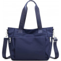 Bolso tote de nylon en azul marino con correas con logo y correa extraíble