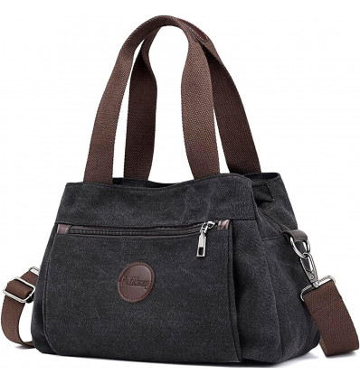 Bolso de Hombro Casual Gris Oscuro con Correas Marrones