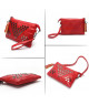 Bolso Bandolera Rojo con Adornos Metálicos y Borla