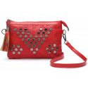 Bolso Bandolera Rojo con Adornos Metálicos y Borla