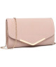 Clutch de Mano Elegante con Cadena Dorada en Rosa Pastel