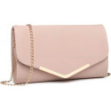 Clutch de Mano Elegante con Cadena Dorada en Rosa Pastel