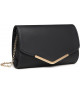 Clutch Negro Elegante con Detalle de Barra Dorada y Cadena