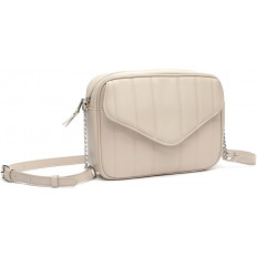 Bolso Bandolera Acolchado Crema con Cadena Metálica - Elegancia Urbana