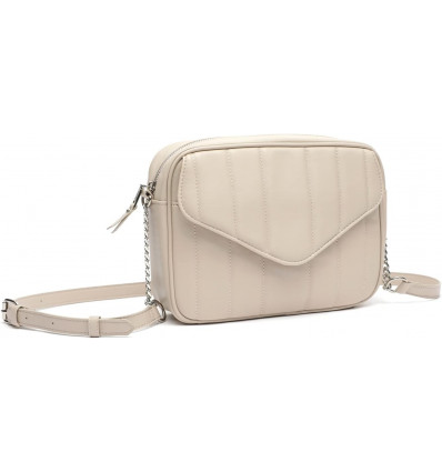 Bolso Bandolera Acolchado Crema con Cadena Metálica - Elegancia Urbana