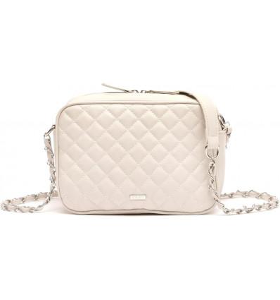 Bolso Bandolera Crema Acolchado con Cadena Metálica - Elegancia Suave