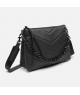 Bolso Bandolera Chevrón Negro con Cadena - Clásico Moderno