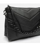 Bolso Bandolera Chevrón Negro con Cadena - Clásico Moderno