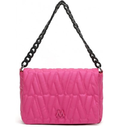 Bolso Bandolera Rosa Acolchado con Cadena Negra - Atrevido y Chic