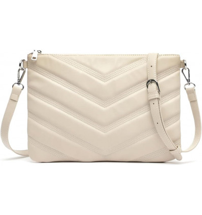 Bolso Bandolera Chevrón Crema de Misako - Suave Elegancia