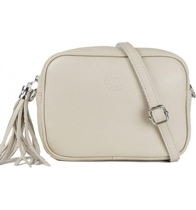 Bolso Bandolera Beige con Borla y Correa Ajustable - Chic y Versátil