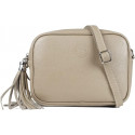 Bolso Bandolera de Piel Beige con Borla Elegante - 1990s