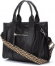 Pikolinos Bolso de Hombro de Piel Alcudia WHA para Mujer - Negro con Detalle Chevron