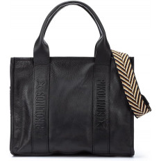 Pikolinos Bolso de Hombro de Piel Alcudia WHA para Mujer - Negro con Detalle Chevron