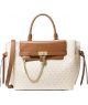 Michael Kors LG Belted Satchel - Elegancia Clásica en Vanilla/Acorn