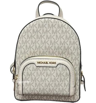 Mochila Convertible Michael Kors Jaycee XS - Diseño MK Signature Crema Claro